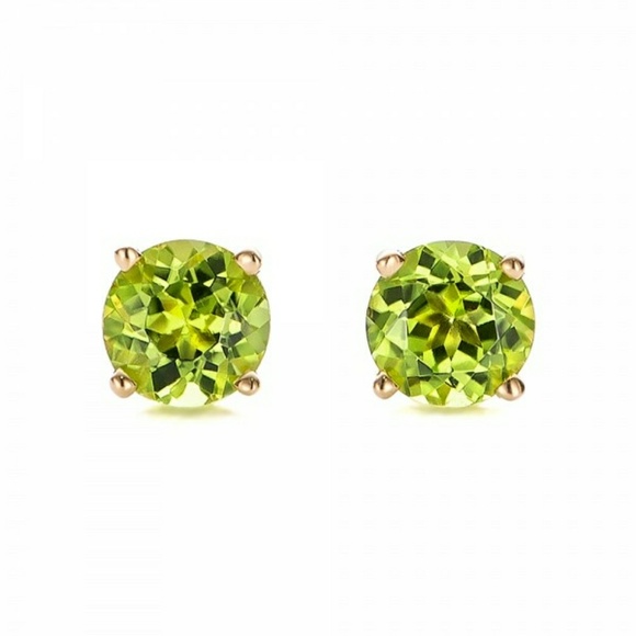 Genuine 10 K Gold Peridot Gemstone Earrings - Picture 1 of 1